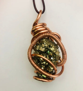 Copper Wrapped Pyrite Nugget