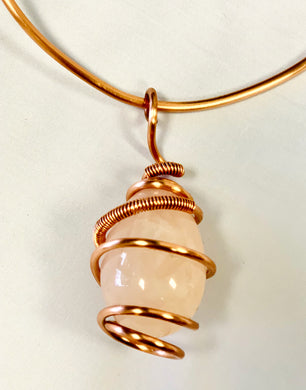 Rose Quartz Yoni Egg Copper Necklace