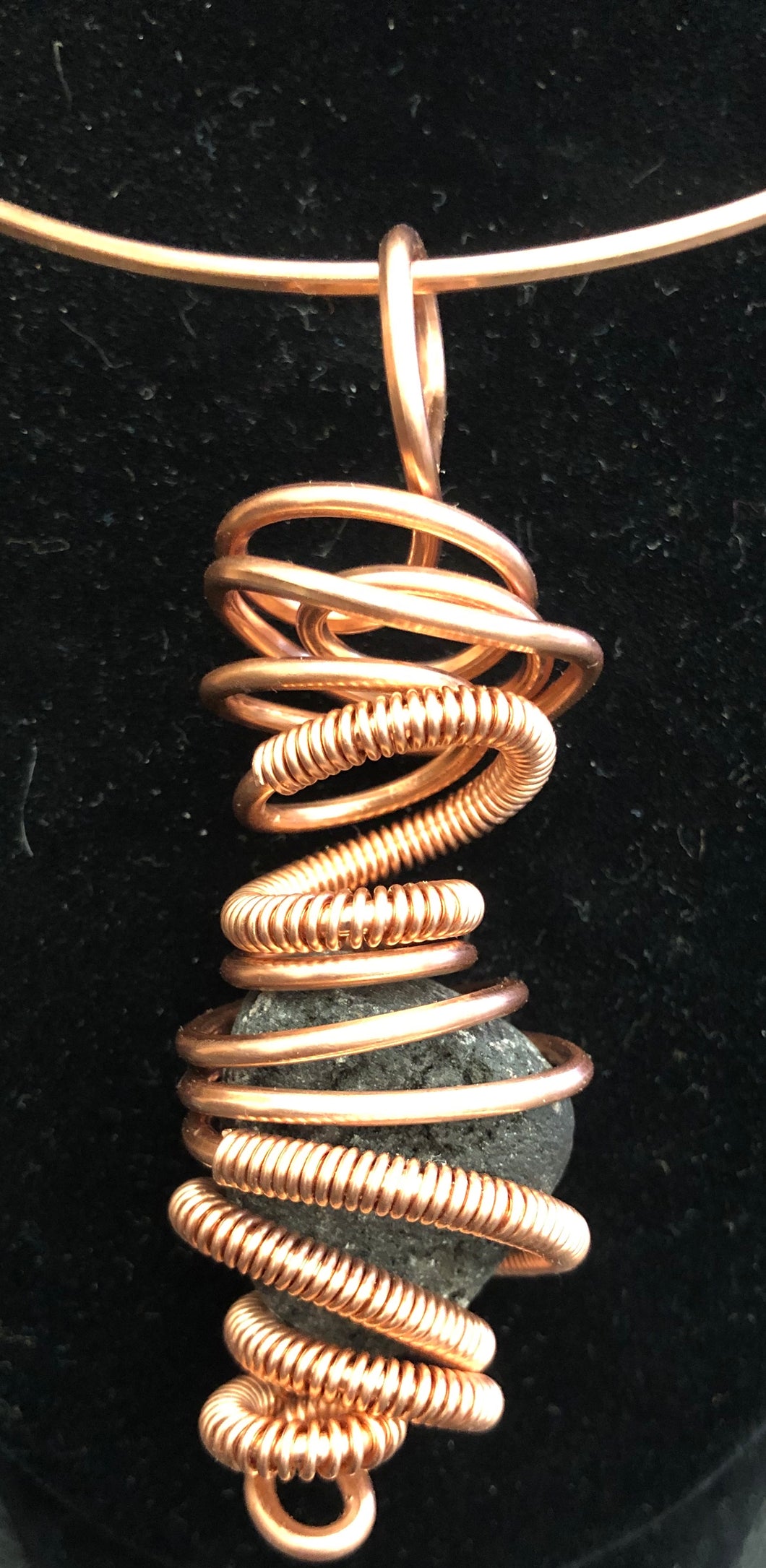 Lava Stone  & Copper Pendant on Copper Necklace